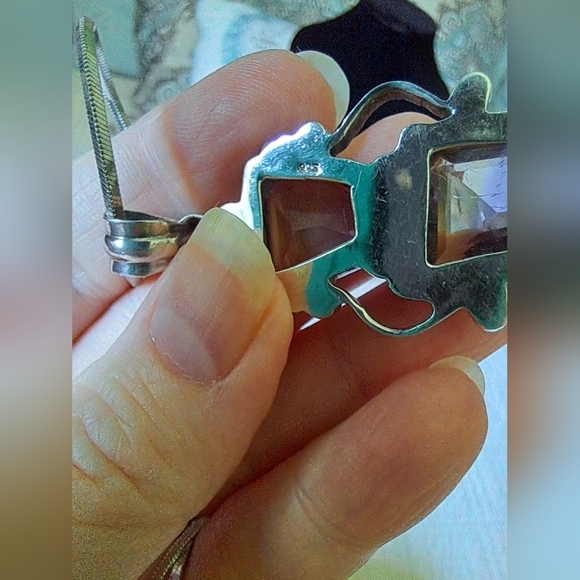 Artisan Sterling Silver Handmade Ametrine Pendant with Italian Sterling Necklace - Picture 9 of 14